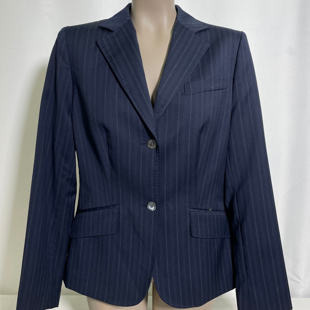 Brooks Brothers 1818 Navy Blue Pinstripe Wool Silk Blazer Jacket Women's Sz 10